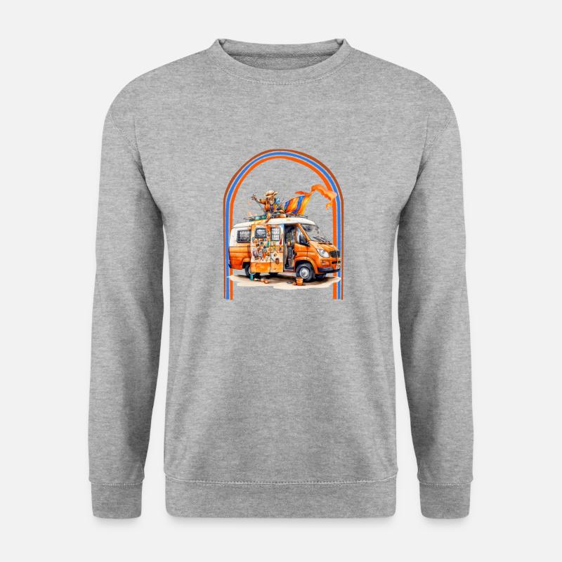 Kingsday Hippie Van Retro - Unisex Pullover - Weißgrau meliert