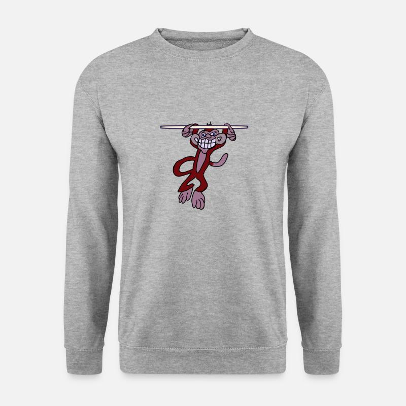 Grinse Affe - Unisex Pullover - Weißgrau meliert