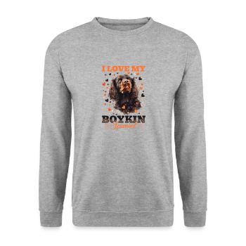 Boykin Spaniel race de chien J’aime mon épagneul Boykin - Sweat-shirt Unisexe - gris chiné - Devant - Alina (178cm) & Michal (187cm)