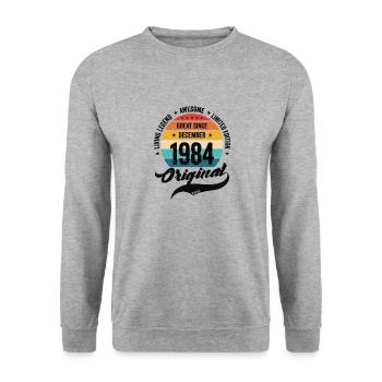 Rétro 40 ans décembre 1984 anniversaire vintage - Sweat-shirt Unisexe - gris chiné - Devant - Alina (178cm) & Michal (187cm)