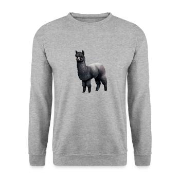 Schwarzes Alpaka - Unisex Pullover - Weißgrau meliert - Vorne - Alina (178cm) & Michal (187cm)