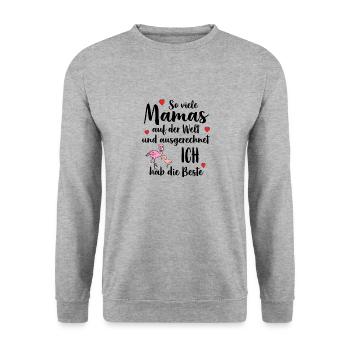 Beste Mama So Viele Mamas Ich Hab Die Beste - Unisex Pullover - Weißgrau meliert - Vorne - Alina (178cm) & Michal (187cm)