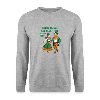 IRISH DANCE KICK CLICK CELTIC PICK - Unisex Pullover - Weißgrau meliert - Vorne - Alina (178cm) & Michal (187cm)
