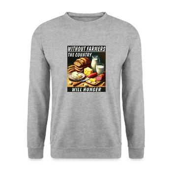 SANS AGRICULTEURS, LE PAYS SOUFFRIRA DE LA FAIM - Sweat-shirt Unisexe - gris chiné - Devant - Alina (178cm) & Michal (187cm)