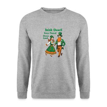 IRISH DANCE STEP PROUD DANCE LOUD - Unisex Pullover - Weißgrau meliert - Vorne - Alina (178cm) & Michal (187cm)