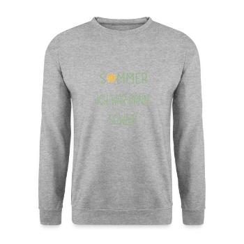 Sommer. Ich wär dann soweit! - Unisex Pullover - Weißgrau meliert - Vorne - Alina (178cm) & Michal (187cm)