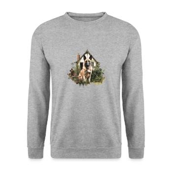 Chien Belge Malinois Cottagecore Gardien de la Forêt - Sweat-shirt Unisexe - gris chiné - Devant - Alina (178cm) & Michal (187cm)