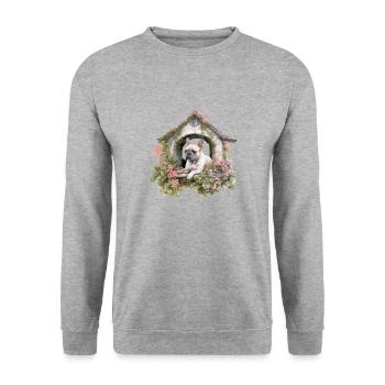 French Bulldog Cottagecore Rose Arbor Retreat Men - Unisex Sweatshirt - salt & pepper - Front - Alina (178cm) & Michal (187cm)