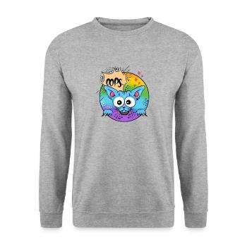 Tollpatsch Bunt Katzenähnlich - Unisex Pullover - Weißgrau meliert - Vorne - Alina (178cm) & Michal (187cm)