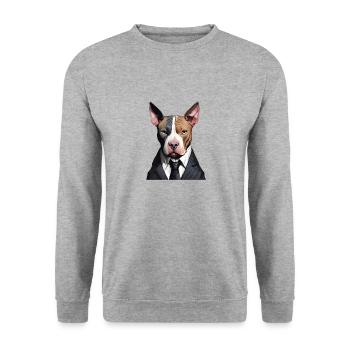 Business Hund - Unisex Pullover - Weißgrau meliert - Vorne - Alina (178cm) & Michal (187cm)