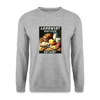 LANDWIRT DAMIT ES DIR GUT GEHT - Unisex Pullover - Weißgrau meliert - Vorne - Alina (178cm) & Michal (187cm)