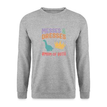 Mutter Hemd, Messiert Und Kleider Mutter Von Beiden - Unisex Pullover - Weißgrau meliert - Vorne - Alina (178cm) & Michal (187cm)