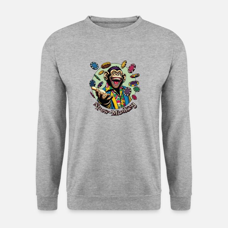 Lustiges Poker Design mit Spew-Monkey Text - Unisex Pullover - Weißgrau meliert