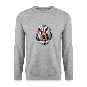 Elch lustig und witzig - Unisex Pullover - Weißgrau meliert - Vorne - Alina (178cm) & Michal (187cm)