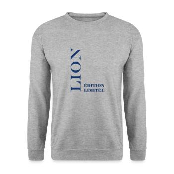 lion - Sweat-shirt Unisexe - gris chiné - Devant - Alina (178cm) & Michal (187cm)