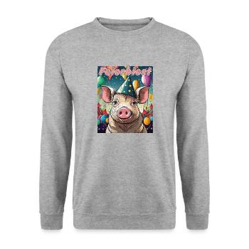 BÊTE DE CÉLÉBRATION DE COCHON - Sweat-shirt Unisexe - gris chiné - Devant - Alina (178cm) & Michal (187cm)