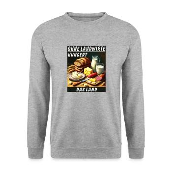 SANS AGRICULTEURS, LE PAYS MEURT DE FAIM - Sweat-shirt Unisexe - gris chiné - Devant - Alina (178cm) & Michal (187cm)
