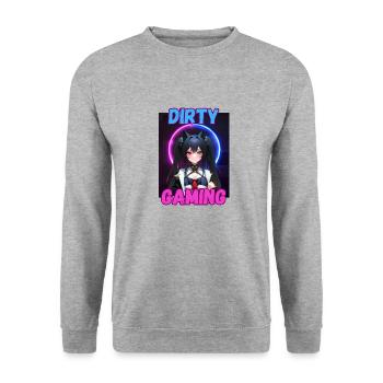Player One DirtyGaming - Unisex Pullover - Weißgrau meliert - Vorne - Alina (178cm) & Michal (187cm)