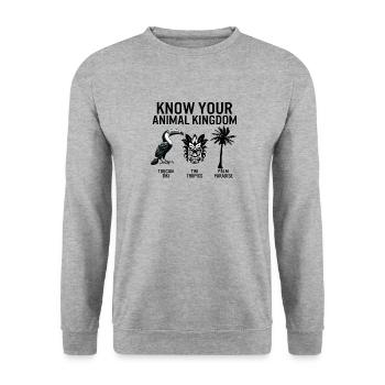 Tropical Shirt, Know Your Animal Kingdom Toucan - Unisex Sweatshirt - salt & pepper - Front - Alina (178cm) & Michal (187cm)