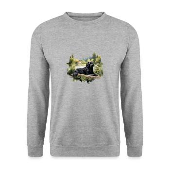 Newfoundland Dog Cottagecore Lakeside Serenity - Unisex Sweatshirt - salt & pepper - Front - Alina (178cm) & Michal (187cm)