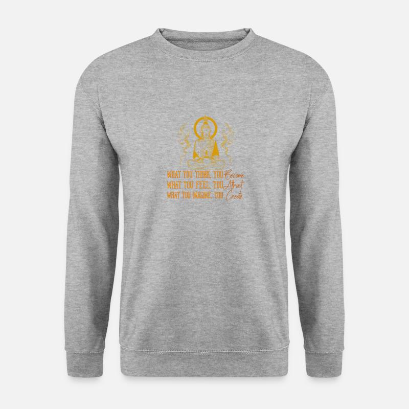 Buddha Mönch Namaste Buddhismus I Geschenk - Unisex Pullover - Weißgrau meliert
