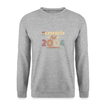 Légendaire depuis 2004 Cadeau d’anniversaire - Sweat-shirt Unisexe - gris chiné - Devant - Alina (178cm) & Michal (187cm)