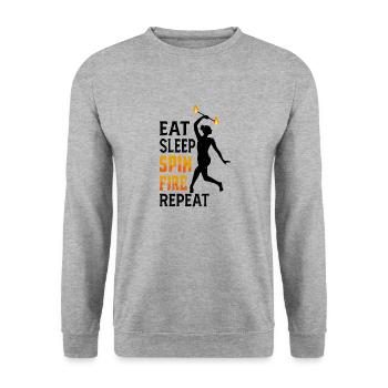 Bâton de feu Danse du feu Danseur de feu Danseur de feu - Sweat-shirt Unisexe - gris chiné - Devant - Alina (178cm) & Michal (187cm)
