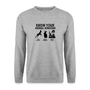 Chemise de la jungle, connaissez votre cerf du règne animal - Sweat-shirt Unisexe - gris chiné - Devant - Alina (178cm) & Michal (187cm)