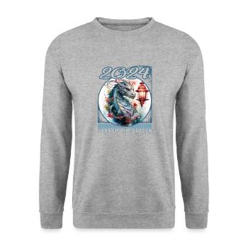 Chines New Year of Dragon Watercolor Majestic - Unisex Sweatshirt - salt & pepper - Front - Alina (178cm) & Michal (187cm)