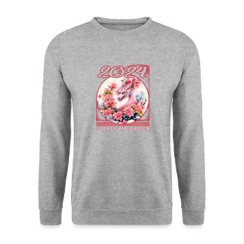 Chines Nouvel An du Dragon Aquarelle Dragon - Sweat-shirt Unisexe - gris chiné - Devant - Alina (178cm) & Michal (187cm)