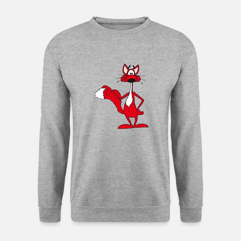 Rotfuchs lächelt fröhlich - Unisex Pullover - Weißgrau meliert