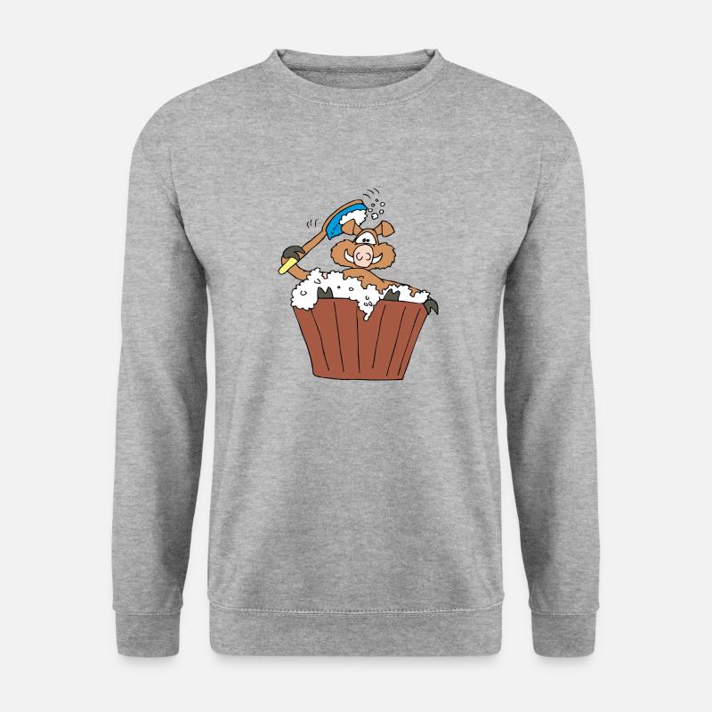 Altes Wildschwein badet - Unisex Pullover - Weißgrau meliert
