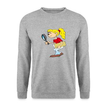 Girl with magnifying glass in hand - Unisex Sweatshirt - salt & pepper - Front - Alina (178cm) & Michal (187cm)