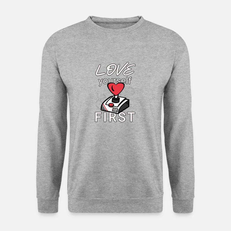 Gamer Liebe - Unisex Pullover - Weißgrau meliert