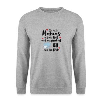 So Viele Mamas Ich Hab Die Beste Beste Mama - Unisex Pullover - Weißgrau meliert - Vorne - Alina (178cm) & Michal (187cm)