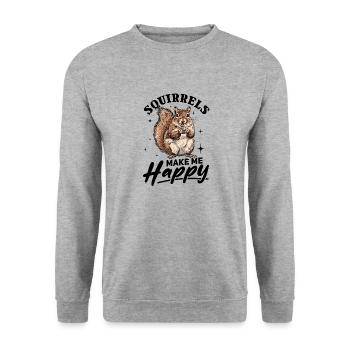 Drôle d’écureuil Les écureuils animaux me rendent heureux - Sweat-shirt Unisexe - gris chiné - Devant - Alina (178cm) & Michal (187cm)