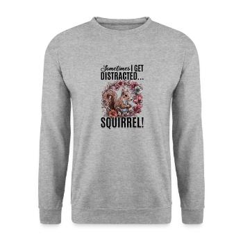 Funny Squirrel Animal Squirrel Squad - Unisex Sweatshirt - salt & pepper - Front - Alina (178cm) & Michal (187cm)