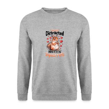 Funny Squirrel Animal Easily Distracted - Unisex Pullover - Weißgrau meliert - Vorne - Alina (178cm) & Michal (187cm)