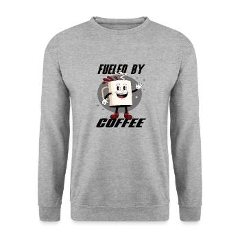 Fueled By Coffee Kaffee Barista Espresso Kaffee - Unisex Sweatshirt - salt & pepper - Front - Alina (178cm) & Michal (187cm)
