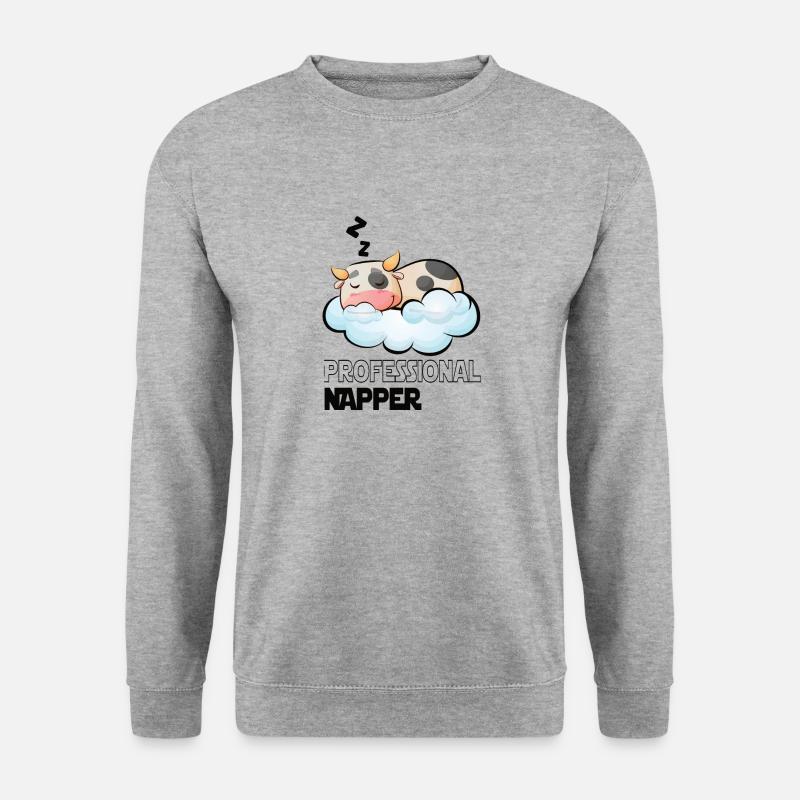 Professinonal Napper Kuh Schlafen Langschläfer - Unisex Pullover - Weißgrau meliert