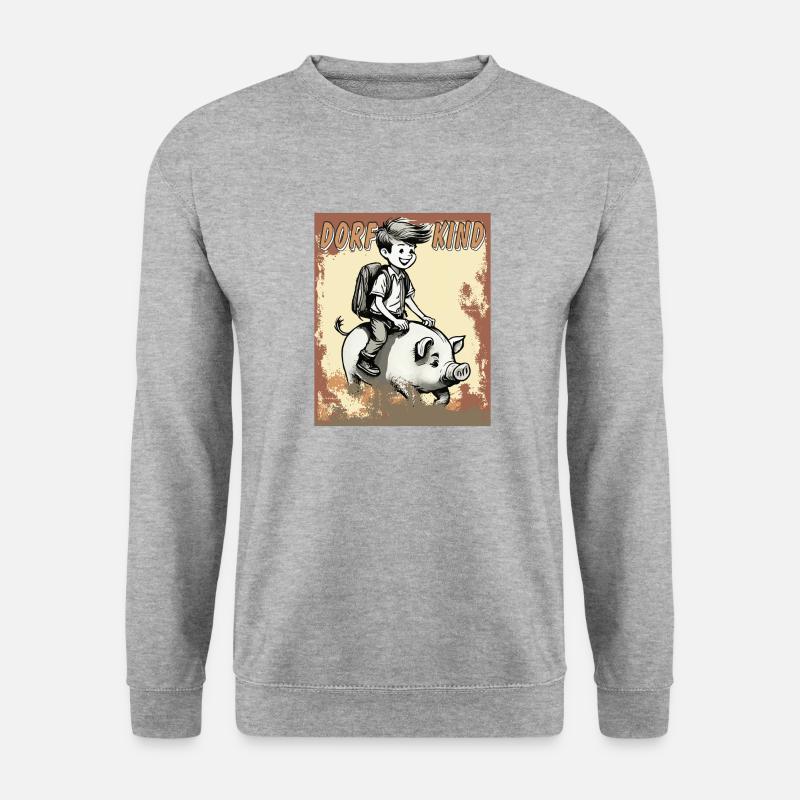 SCHWEIN KIND JUNGE - Unisex Pullover - Weißgrau meliert