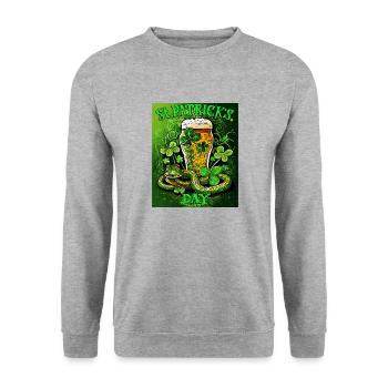 JOUR DE LA SAINT-PATRICK SERPENT BIÈRE TRÈFLE - Sweat-shirt Unisexe - gris chiné - Devant - Alina (178cm) & Michal (187cm)