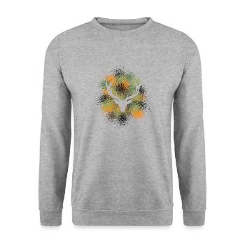 Majestätischer Hirschkopf Für Jäger & Naturfreunde - Unisex Pullover - Weißgrau meliert - Vorne - Alina (178cm) & Michal (187cm)