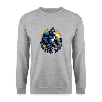 Gorilla mit Goldkette - Unisex Pullover - Weißgrau meliert - Vorne - Alina (178cm) & Michal (187cm)