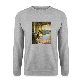Greyhound Lakeside Cottagecore Dog Retreat Men - Unisex Sweatshirt - salt & pepper - Front - Alina (178cm) & Michal (187cm)