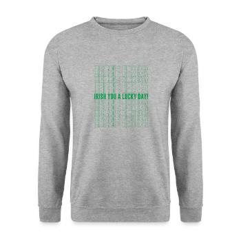 Shenanigans Squad Lustige Wiederholung des St. Patrick's Day - Unisex Pullover - Weißgrau meliert - Vorne - Alina (178cm) & Michal (187cm)