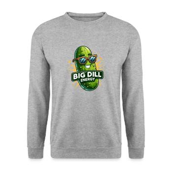 Witziges Gurken Shirt, Gurkenliebhaber, Big Dill - Unisex Pullover - Weißgrau meliert - Vorne - Alina (178cm) & Michal (187cm)