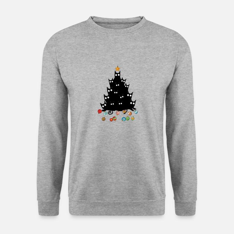 Katzenbaum Weihnachten - Unisex Pullover - Weißgrau meliert