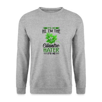 Anti coriandre - Sweat-shirt Unisexe - gris chiné - Devant - Alina (178cm) & Michal (187cm)