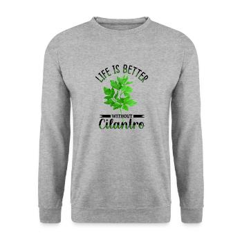 Anti Koriander - Unisex Pullover - Weißgrau meliert - Vorne - Alina (178cm) & Michal (187cm)